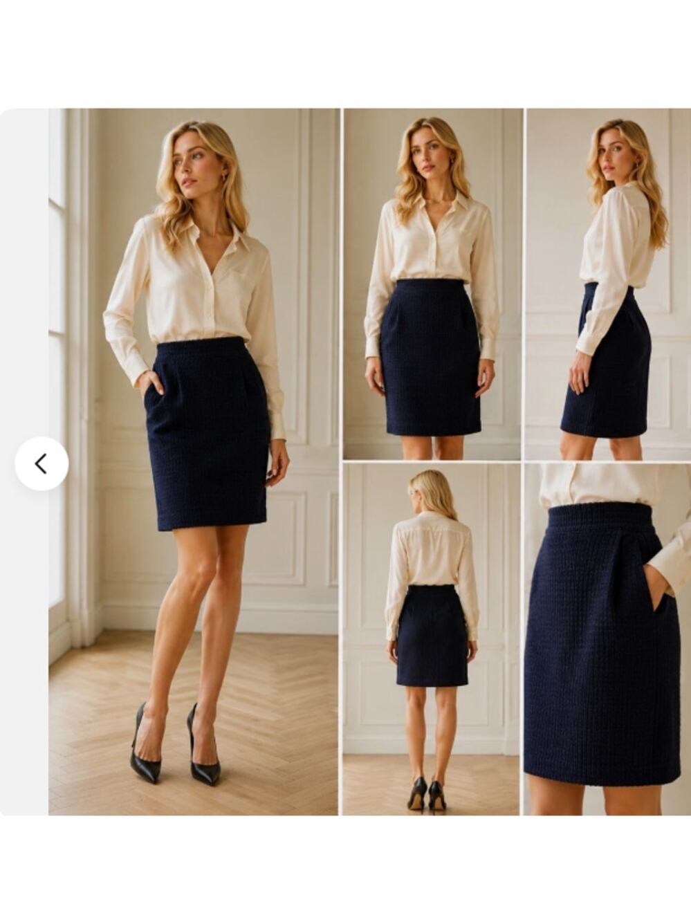 Gianni Versace Couture Vintage 1980s Navy Blue Skirt Made in Italy Size44 / US 8